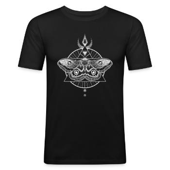 Papillon moquette occulte - T-shirt près du corps Homme - noir - Devant - Nik (191cm)