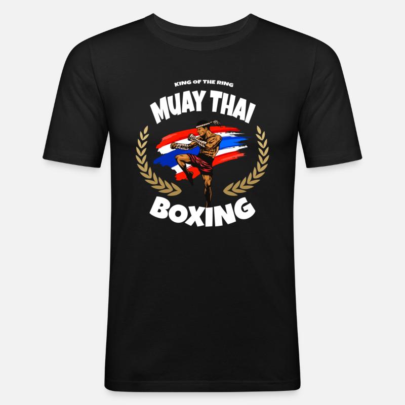 Muay Thai Boxing - Männer Slim Fit T-Shirt - Schwarz