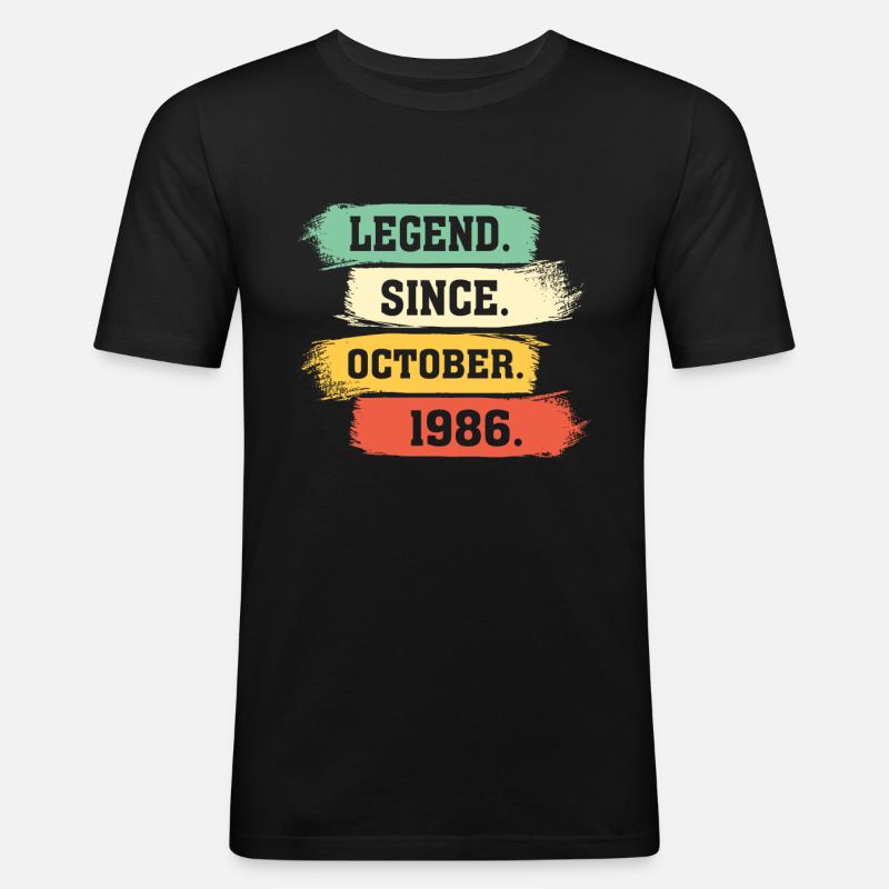 Legend since October 1986 - Männer Slim Fit T-Shirt - Schwarz