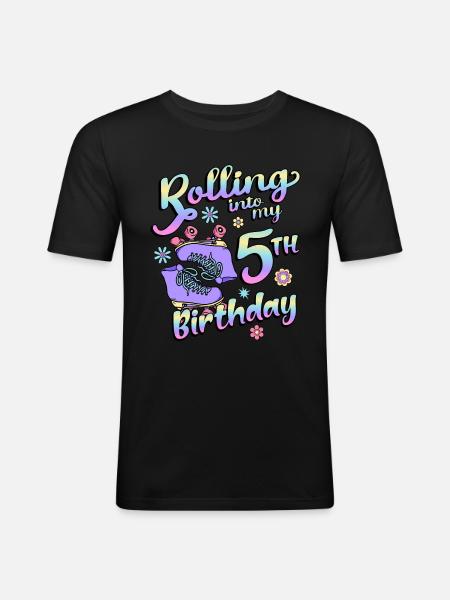 Rolling Into My 5th Birthday Quad Skater - Men's Slim Fit T-Shirt - black