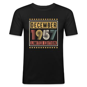 Millésime Décembre 1957 Edition Limitée Anniversaire - T-shirt près du corps Homme - noir - Devant - Nik (191cm)