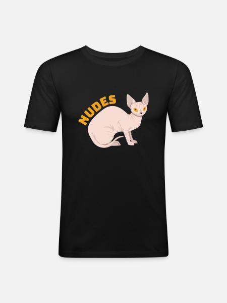 Chaton chat Sphynx nu - T-shirt près du corps Homme - noir
