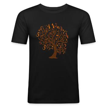 Arbre mathématique Arbre mathématique Mathématiques - T-shirt près du corps Homme - noir - Devant - Nik (191cm)