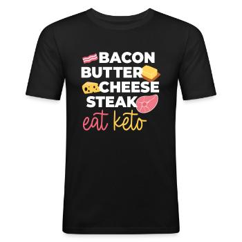 Eat Keto Healthy Food - Men's Slim Fit T-Shirt - black - Front - Nik (191cm)