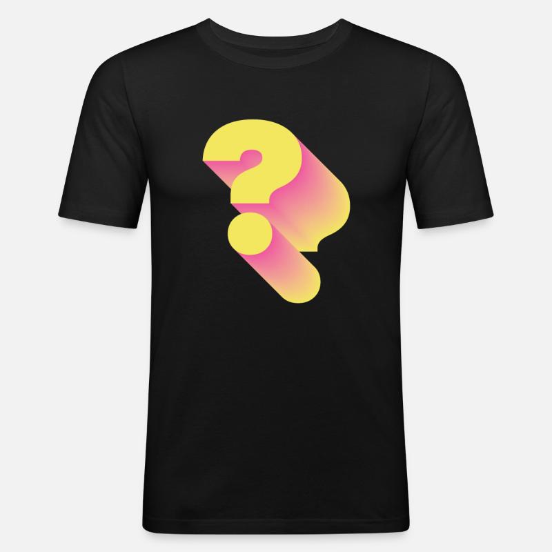 Retro Fragezeichen Satzzeichen - Männer Slim Fit T-Shirt - Schwarz