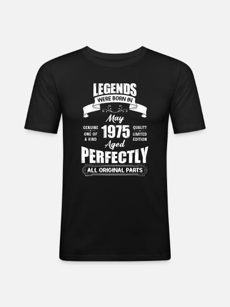 Legender blev født i maj 1975 fødselsdag - Herre Slim Fit T-Shirt - sort