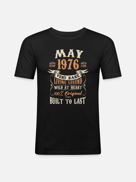 Maj 1976 Födelsedagspresent - Slim Fit T-shirt herr - svart