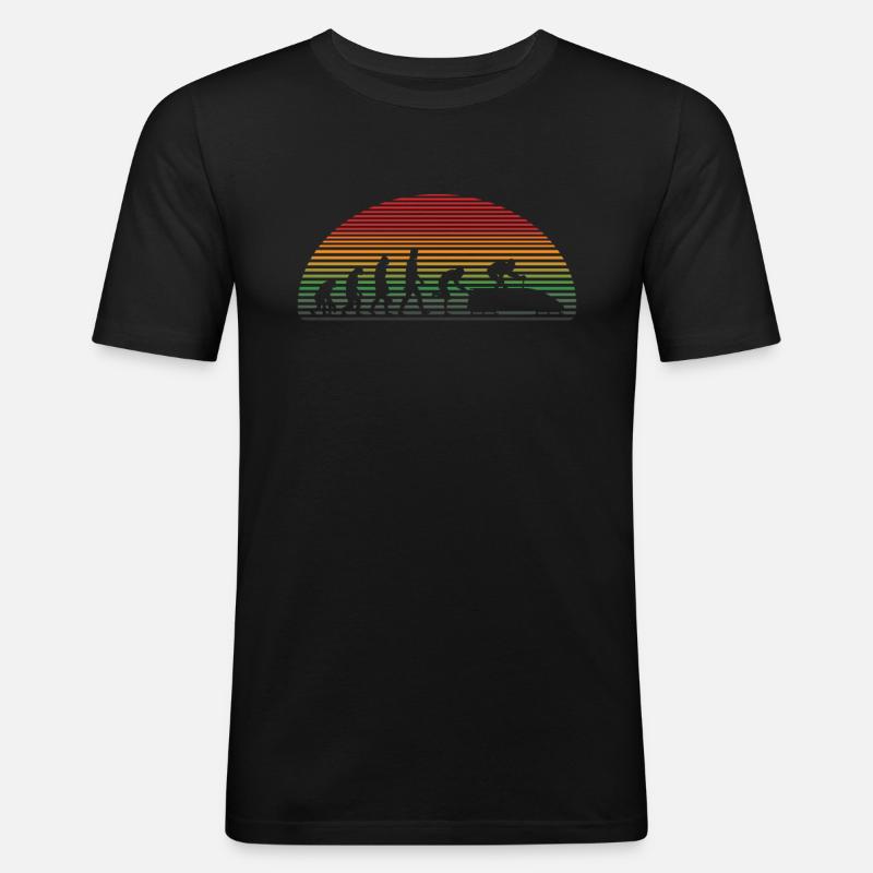 Bobfahren Retro Bob Eischlitten - Männer Slim Fit T-Shirt - Schwarz