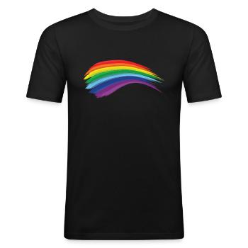 Regenbogen LGBTQ Homosexuell Gay - Männer Slim Fit T-Shirt - Schwarz - Vorne - Nik (191cm)