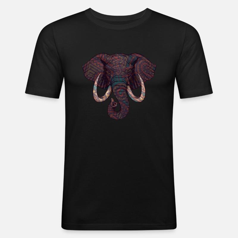 Elefantenkopf Kinder Elefant - Männer Slim Fit T-Shirt - Schwarz
