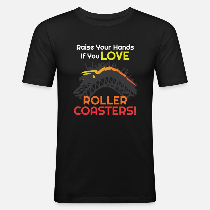 Love Roller Coasters! Achterbahn - Männer Slim Fit T-Shirt - Schwarz