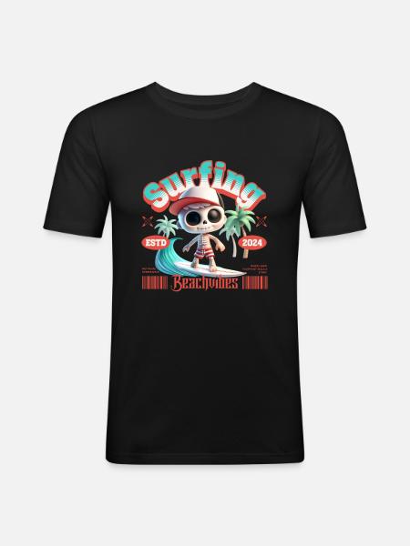 Surfing Beachvibes - Men's Slim Fit T-Shirt - black