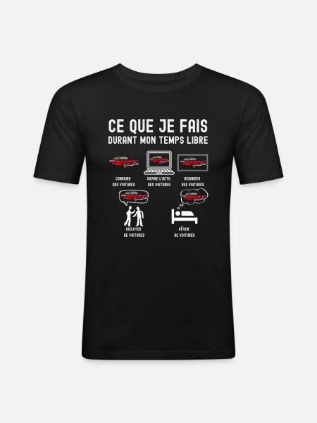 J'peux pas j'ai voiture homme passion voiture - T-shirt près du corps Homme - noir