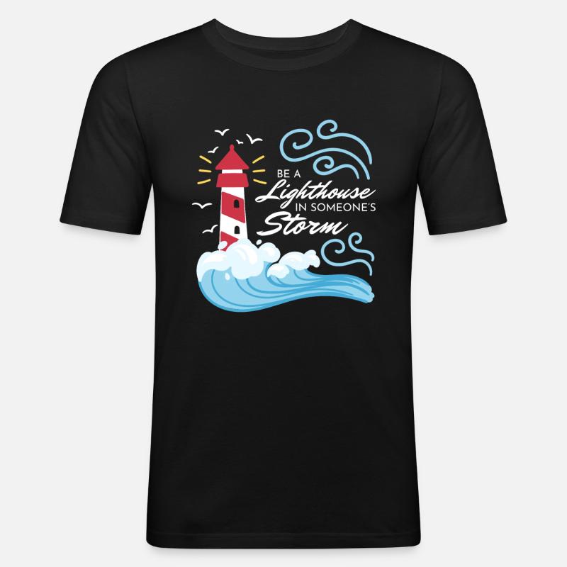 Be A Lighthouse Leuchtturm - Männer Slim Fit T-Shirt - Schwarz