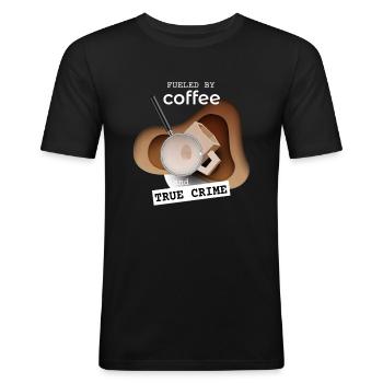 Coffee and True Crime Krimifans - Männer Slim Fit T-Shirt - Schwarz - Vorne - Nik (191cm)
