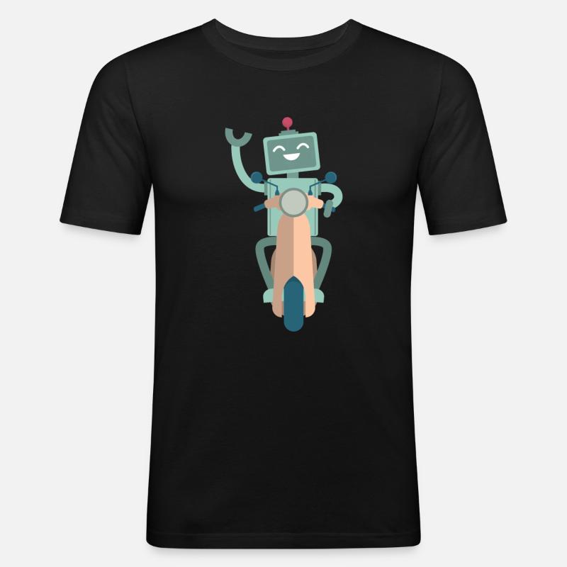 Süßer Roboter Robotik Technik - Männer Slim Fit T-Shirt - Schwarz