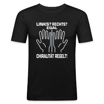 Chirality regulates! Chemistry Chemist - Men's Slim Fit T-Shirt - black - Front - Nik (191cm)