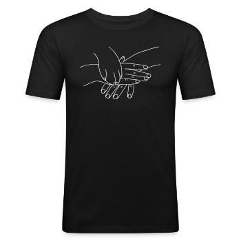 Hand mit Pfote - Männer Slim Fit T-Shirt - Schwarz - Vorne - Nik (191cm)