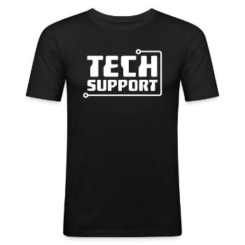 Technischer Support - Männer Slim Fit T-Shirt - Schwarz - Vorne - Nik (191cm)