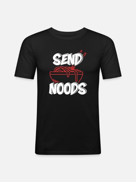 Nudeln - Männer Slim Fit T-Shirt - Schwarz