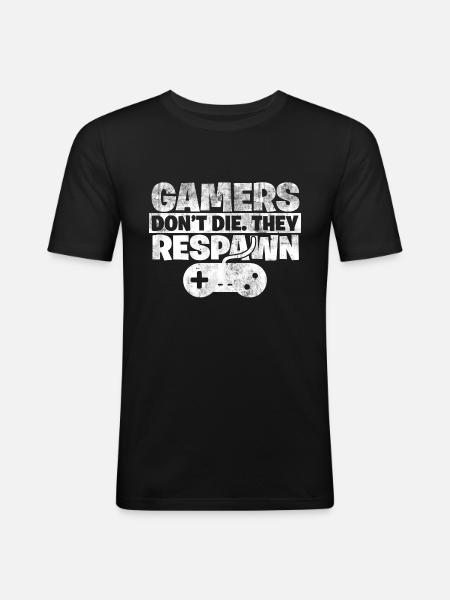 Gamer - Männer Slim Fit T-Shirt - Schwarz