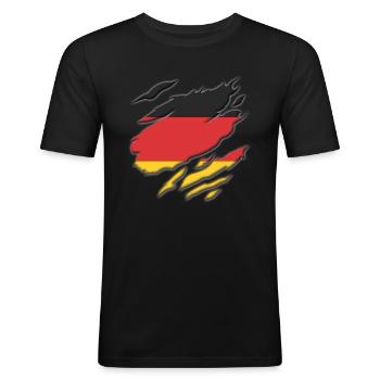 Deutschland Flagge Schwarzrotgold Deutscher Flagge - Männer Slim Fit T-Shirt - Schwarz - Vorne - Nik (191cm)