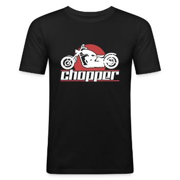 Motorrad Chopper - Männer Slim Fit T-Shirt - Schwarz - Vorne - Nik (191cm)