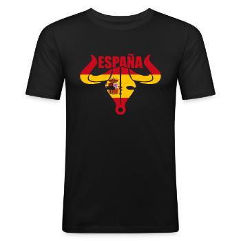 Espagne Tauromachie Torero Matador Espagnol - T-shirt près du corps Homme - noir - Devant - Nik (191cm)