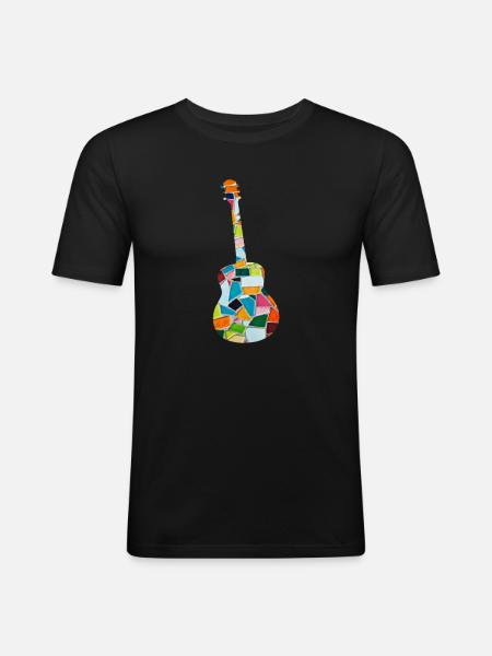 Gitarre - Männer Slim Fit T-Shirt - Schwarz