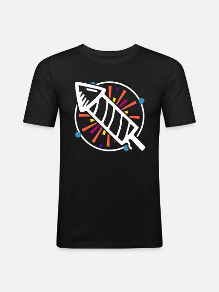 Silvester Rakete - Männer Slim Fit T-Shirt - Schwarz