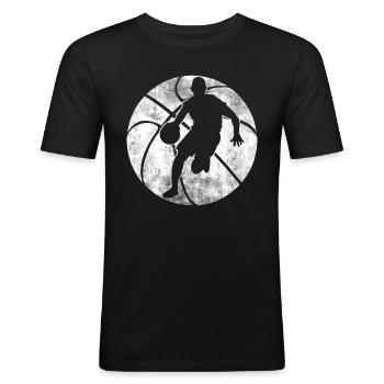 Basketball - Männer Slim Fit T-Shirt - Schwarz - Vorne - Nik (191cm)