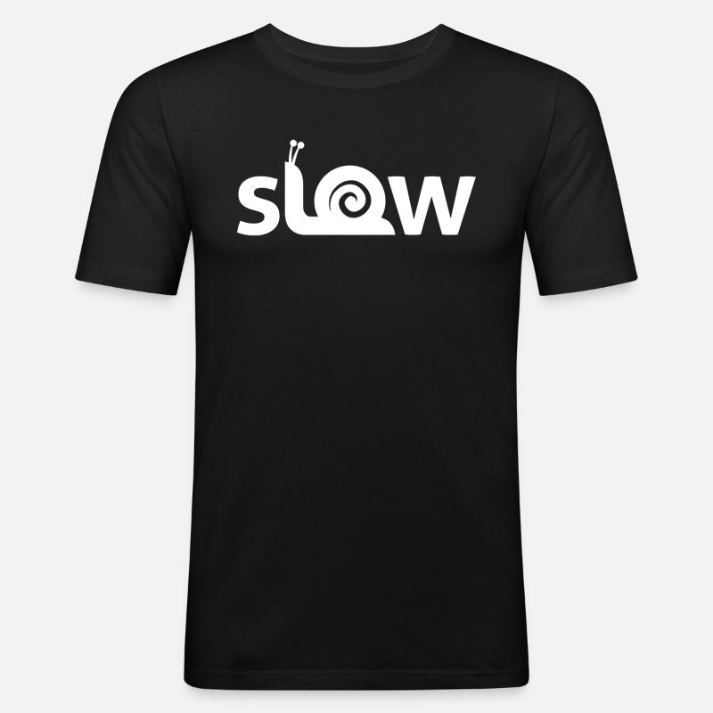 Slow - Langsam - Männer Slim Fit T-Shirt - Schwarz
