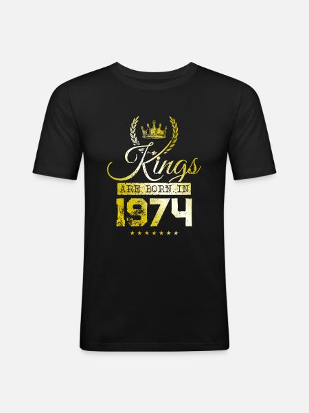 kings are born 1974 - Men's Slim Fit T-Shirt - black