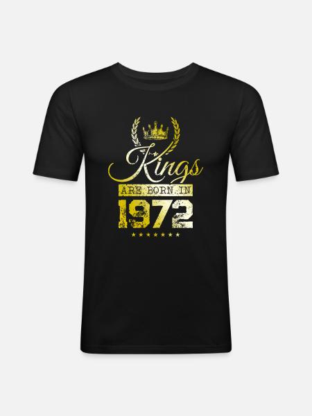 kings are born 1972 - Men's Slim Fit T-Shirt - black