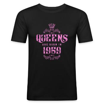 born in 1959 - Men's Slim Fit T-Shirt - black - Front - Nik (191cm)