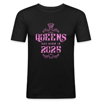 born in 2025 - Männer Slim Fit T-Shirt - Schwarz - Vorne - Nik (191cm)