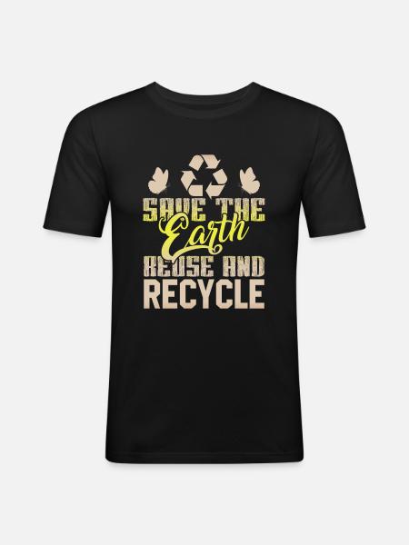 recycle planet environmental protection - Men's Slim Fit T-Shirt - black
