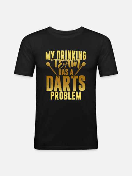 drinking team darts - Men's Slim Fit T-Shirt - black