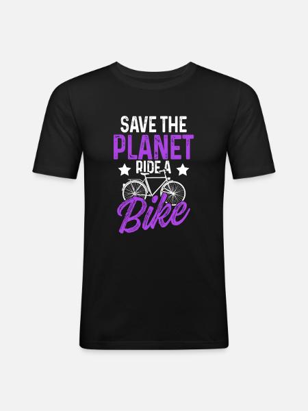 save the planet bike - Men's Slim Fit T-Shirt - black