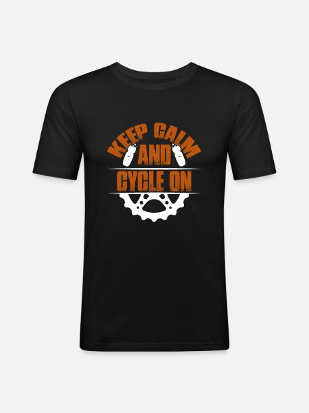 keep calm fahrrad - Männer Slim Fit T-Shirt - Schwarz
