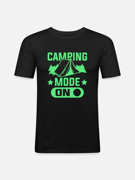 camping mode - Männer Slim Fit T-Shirt - Schwarz
