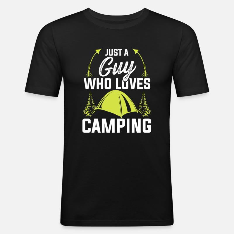 ich liebe camping - Männer Slim Fit T-Shirt - Schwarz