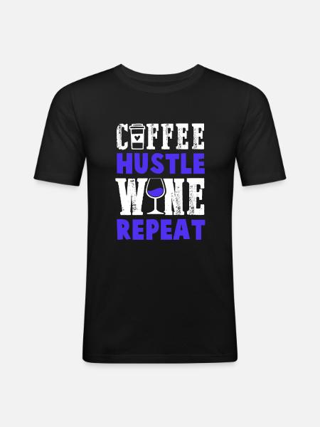 coffee wine repeat - Men's Slim Fit T-Shirt - black