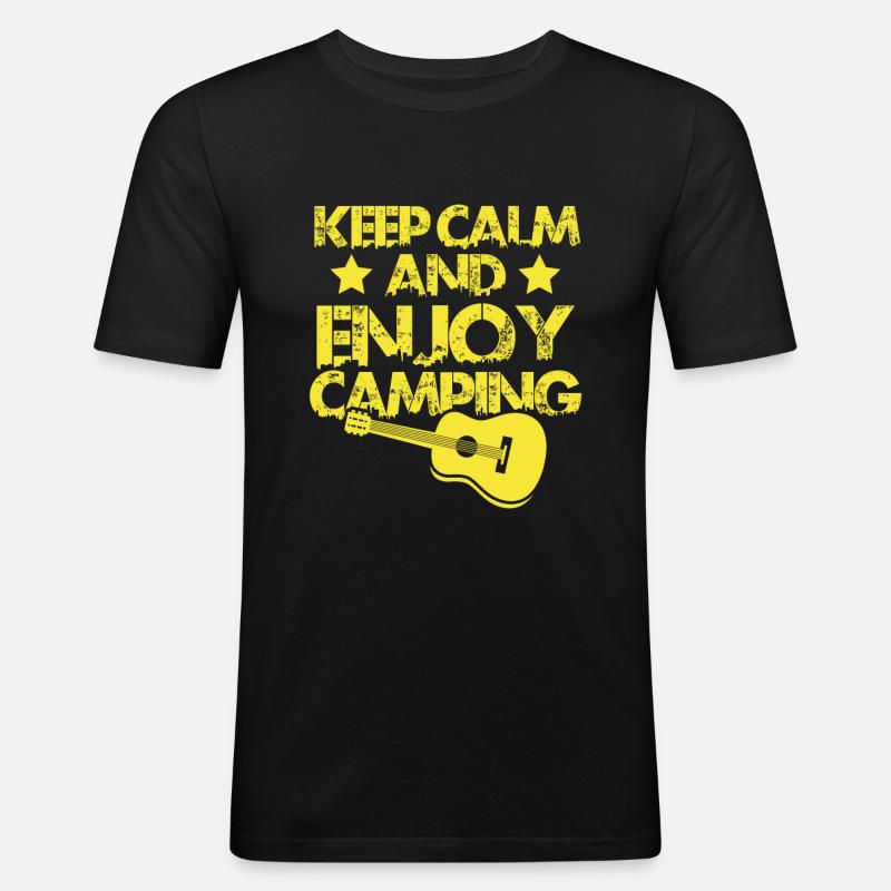 keep calm camping - Männer Slim Fit T-Shirt - Schwarz