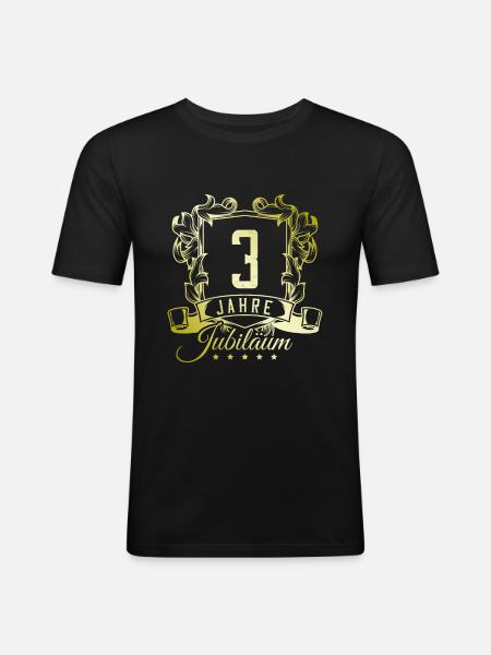 3 Zahl wappen - Männer Slim Fit T-Shirt - Schwarz