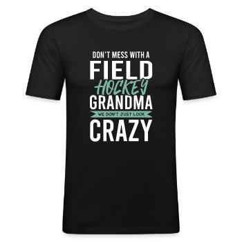fieldhockey großmutter - Männer Slim Fit T-Shirt - Schwarz - Vorne - Nik (191cm)