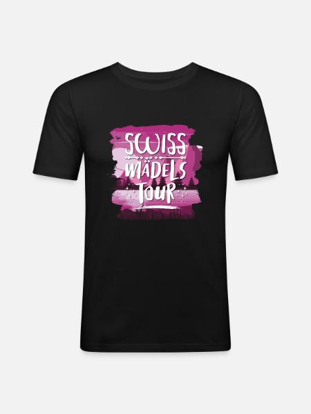 Swiss Mädels Tour - Männer Slim Fit T-Shirt - Schwarz