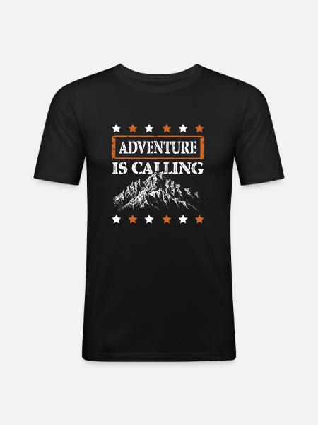 Adventure is calling - Men's Slim Fit T-Shirt - black