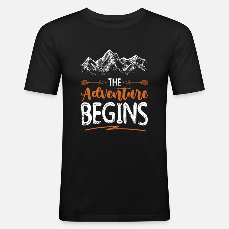 abenteuer beginnt klettern - Männer Slim Fit T-Shirt - Schwarz