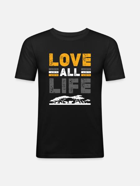 tierschutz liebe leben - Männer Slim Fit T-Shirt - Schwarz